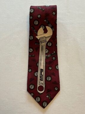 Vintage Home Improvement Tie Maroon Silver Black 57” Long